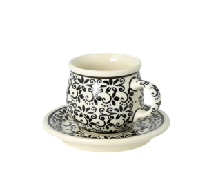 Filiżanka i spodek do podwójnego espresso Ceramika Bolesławiec V 0,07 L GU1121DEK941