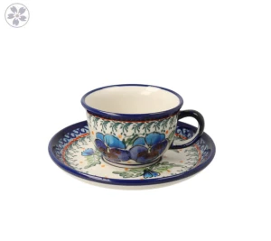 Cup and saucer V 0,11 L ø 14,2 cm GU716DEK277Art Bolesławiec Pottery