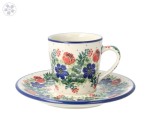 Filiżanka i spodek espresso V 0,09 L Ceramika Artystyczna Bolesławiec F66 dek1535X 