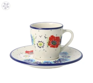 Filiżanka i spodek Ceramika Artystyczna Bolesławiec espresso V 0,09 L F66 dek2510X