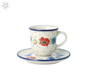 Filiżanka i spodek espresso V 0,06 L Ceramika Artystyczna Bolesławiec B10 dek2510X