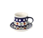 Filiżanka i spodek do podwójnego espresso Ceramika Bolesławiec V 0,07 L GU1121 DEK41