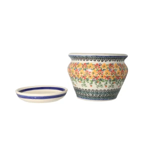 Doniczka wys.14 cm Pomarańczowe Kwiaty Galia
