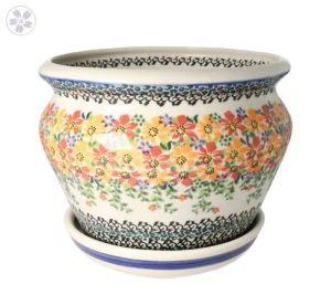 Doniczka wys.14 cm Pomarańczowe Kwiaty Galia