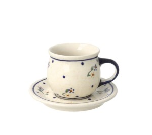 Filiżanka i spodek do podwójnego espresso Ceramika Bolesławiec V 0,07 L GU1121 DEK111