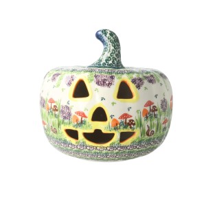 Lampion dynia wys. 21 cm Halloween Grzybki Galia Bolesławiec