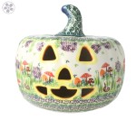 Lampion dynia wys. 21 cm Halloween Grzybki Galia Bolesławiec