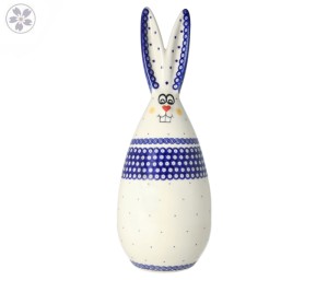 Zając duży wielkanocny 30 cm Kropki Ceramika Bolesławiec Galia
