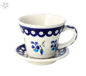 Cup and saucer V 0,24 L ø 11,7 cm GU1802DEK890 Bolesławiec Pottery