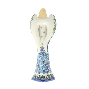 Figura ceramiczna anioł Niebieskie Kwiaty Galia Ceramika Bolesławiec