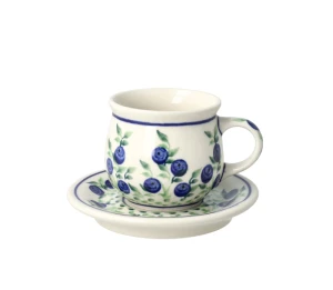 Cup and saucer V 0,07 L ø 10,0 cm GU1121DEK1208 Bolesławiec Pottery
