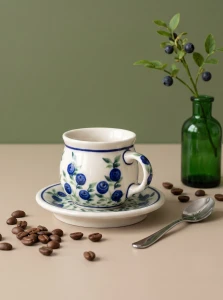 Filiżanka i spodek do podwójnego espresso Ceramika Bolesławiec V 0,07 L GU1121 DEK1208