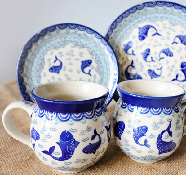 Ceramiczne naczynia, ręcznie malowane, ceramika artystyczna bolesławiec dekoracja 2372X