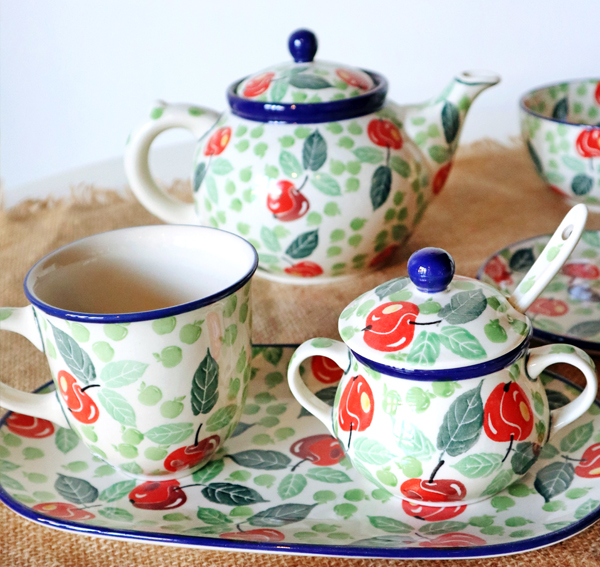 Ceramiczne naczynia, ręcznie malowane, ceramika artystyczna bolesławiec dekoracja 3248X jabłka, owoce