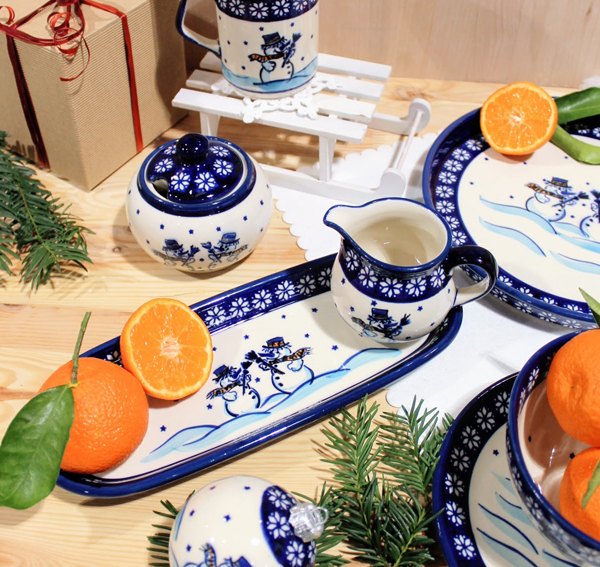 Ceramiczne naczynia, ręcznie malowane, ceramika artystyczna bolesławiec dekoracja 925A śnieżynki, zakłady ceramiczne bolesławiec