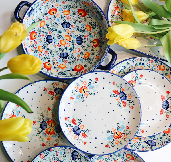 Ceramiczne naczynia, ręcznie malowane, ceramika artystyczna bolesławiec, manufaktura bolesławiec, dekoracja GP24